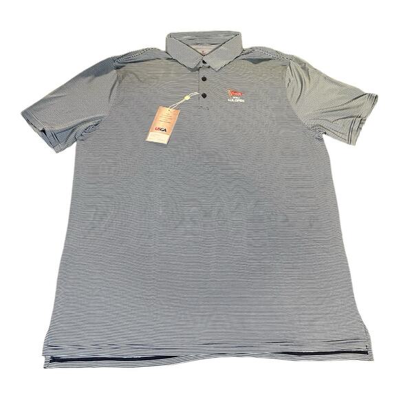 US Open USGA LACC Blue Striped Golf Performance Drift Polo Men's‎ XL 123rd NWT - Picture 1 of 7